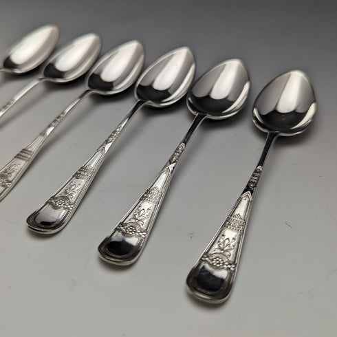 Around 1900 British Antique Silver Plated Teaspoon Set of 6 Daniel & Arter